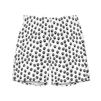 BLACK PAW PRINT ON WHITE Men's swim trunks