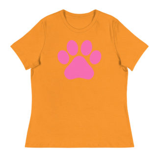 HOT PINK PAW PRINT Women's Relaxed T-Shirt